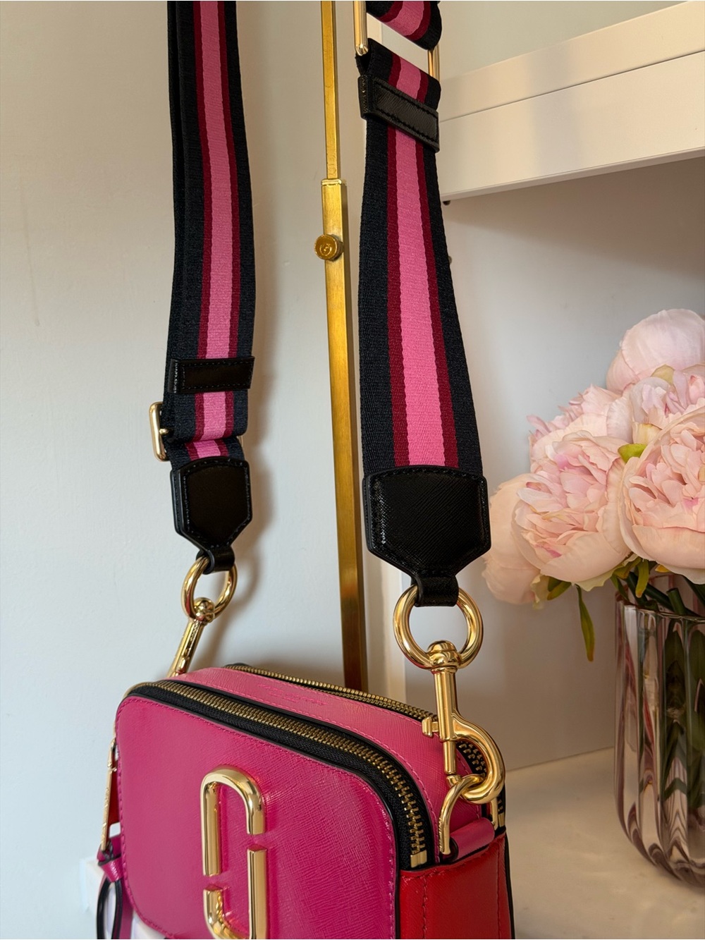 Marc Jacobs Hot Pink & Red Double-Zip Crossbody Camera Bag with Gold Hardware - Picture 5 of 15